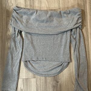 No Boundaries Heather Gray Off-Shoulder Top